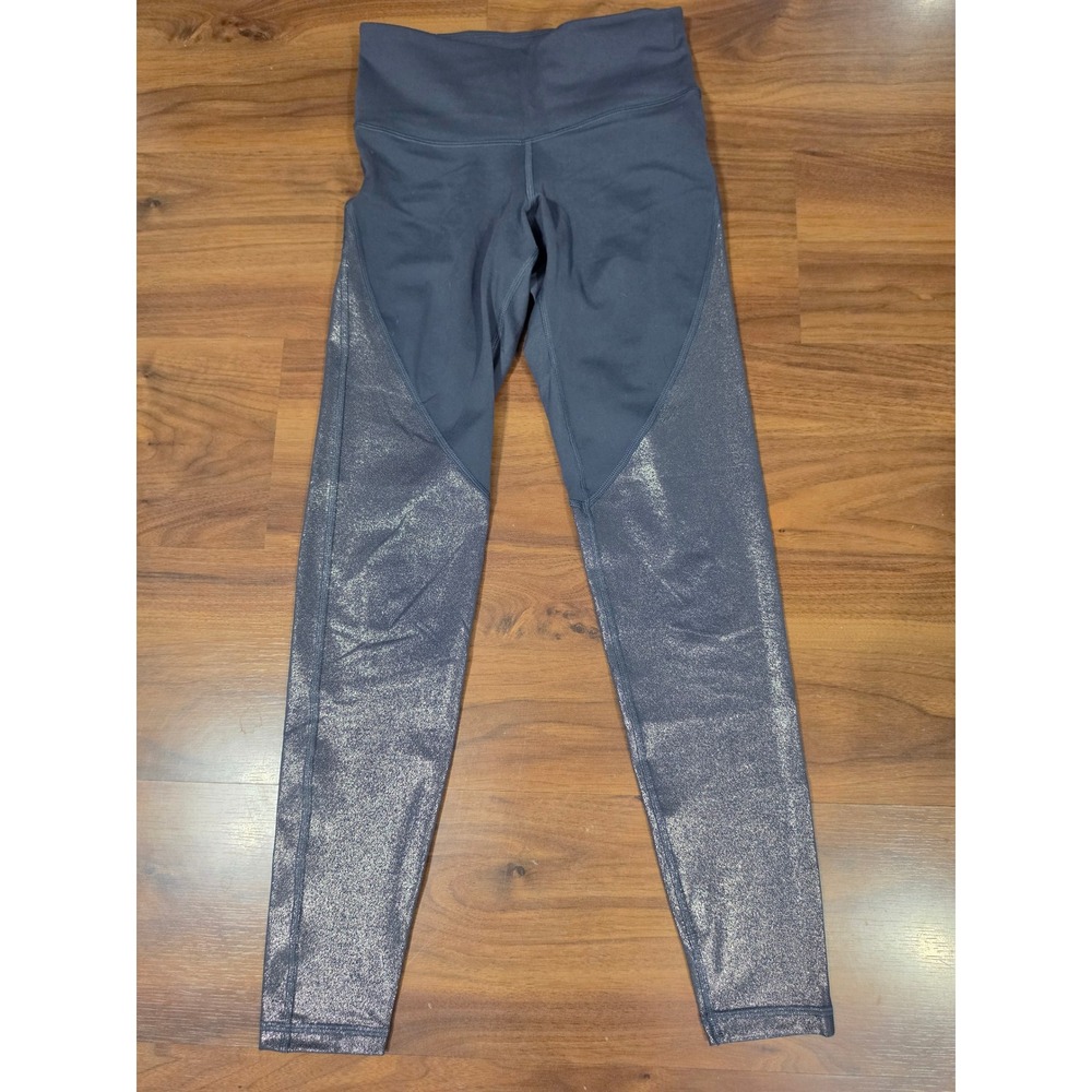 Excellent Old Navy Active Leggings Small Gray Metallic Silver Go-Dry Athletic